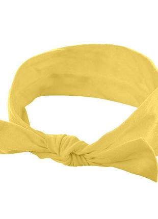 Повязка детская для волос lesko 007 yellow бант на голову девочке солохи gold