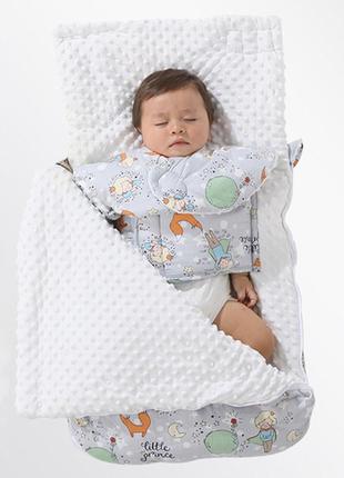 Конверт-одеяло lovely baby lesko j21 little prince для малыша новорожденного на выписку (sku_8176-29198)4 фото