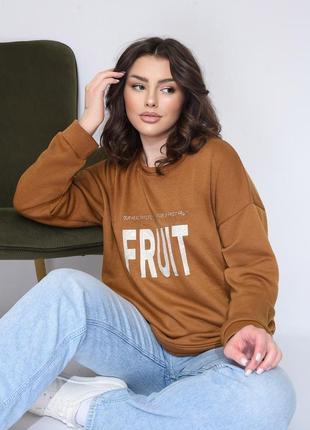 Свитшот утепленный женский коричневого цвета размер 48-50 152073l gl_55