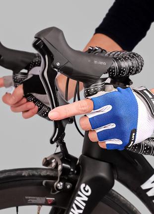 Перчатки велосипедные спортивные west biking 0211189  xl blue с короткими пальцами  (gld_214)5 фото