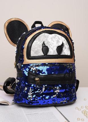 Рюкзак с пайетками  детский синий 150046l gl_551 фото
