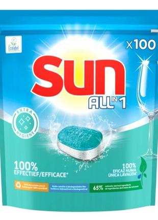 Таблетки для посудомоечных машин sun all-in-1 100шт1 фото