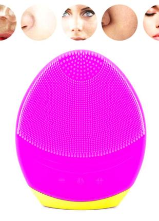 Електрична силіконова щітка-масажер smallbei bc1819 pink для чищення обличчя 2 в 1