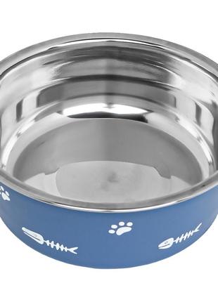 Миска для собак котов taotaopets 131120 металлическая (blue 120 мм) ku_22