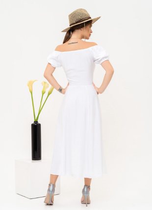 Льняное платье с открытыми плечами2 фото