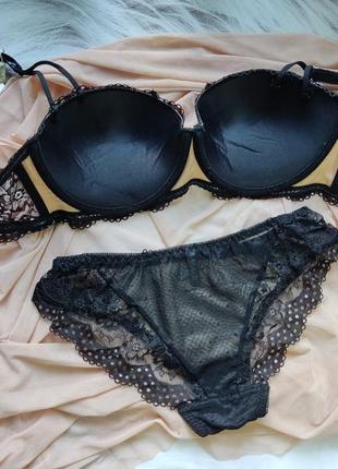 Комплект білизни чорний/беж