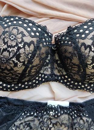 Комплект білизни чорний/беж