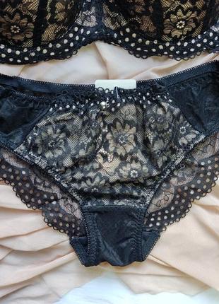 Комплект білизни чорний/беж