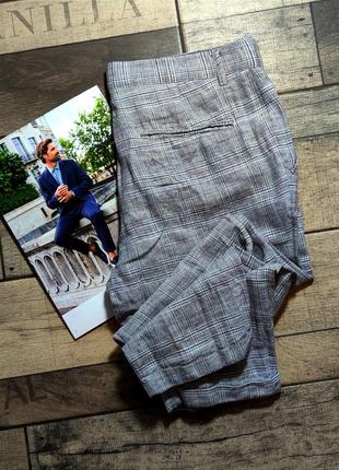 Чоловічі тонкі літні штани бавовна з льоном taylor у сірому кольорі розмір 32