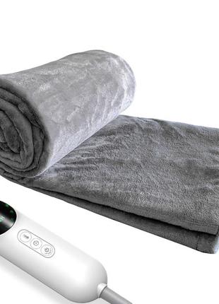 Плед одеяло с подогревом lesko qns-pt 180*150 см gray от usb от повербанка