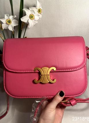 Сумка розовая, сумка женская туреченица, женская сумка женская на плечо в стиле celine селин1 фото