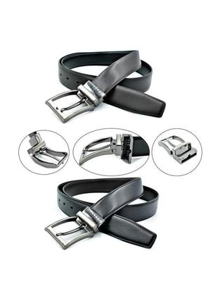 Ремень мужской двухсторонний черныйкоричневый weatro пояс   пряжка классическая 110-125 см (gt55_296924)