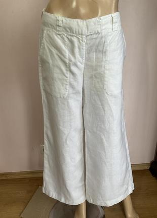 Белые льняные брюки- колюты/m/brend h&amp;m