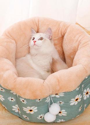Лежак для кошек taotaopets 542208 green ромашки спальное место 33*24 cm (gold_8816-34353)3 фото