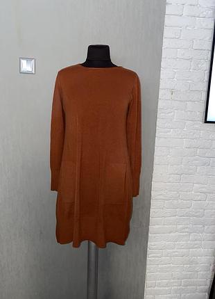 Туника короткое трикотажное платье терракотового цвета с кармашками z&h fashion