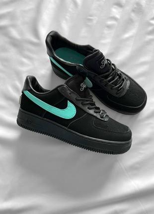 Жіночі замшеві кросівки nike tiffany air force 1 low black. колір чорний