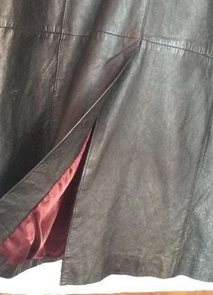 Винтажный плащь пальто из натуральной кожи в стиле 907 фото