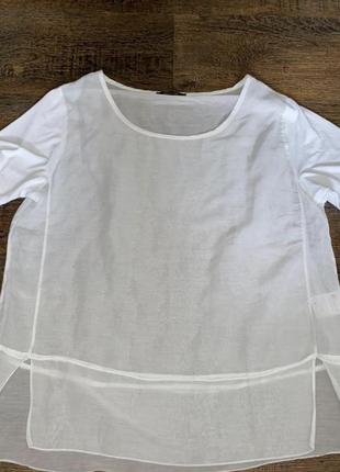 Біла шовкова футболка накидка базова футболка deichgraf massimo dutti белая шелковая футболка с разрезами3 фото