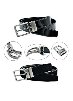 Ремінь чоловічий двосторонній чорний weatro пояс пряжка класична 110-125 см (drm_296923)