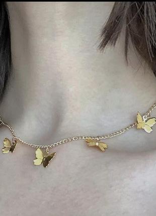 Цепочка кулон ожерелье с бабочками8 фото