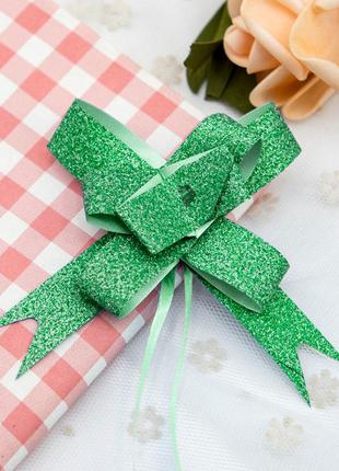 Бант-затяжка lesko green 18 мм для упаковки подарков (lis_8550-31886)