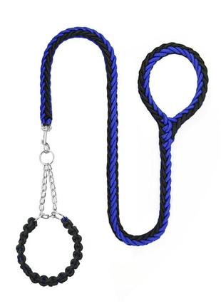 Нашийник taotaopets 152217 black+blue з повідцем для собак контролер 125*2,5 см (k-343s)