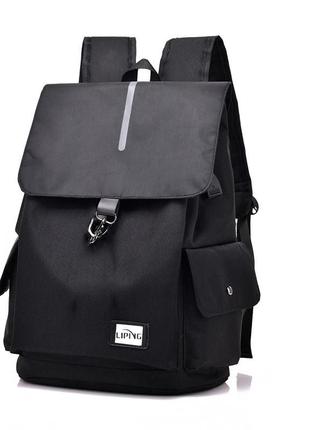 Чоловічий рюкзак liping lp-604 20-35l black з портом юсб, тканинний (k-573s)