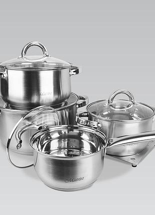 Набор посуды maestro набор кухонной посуды с крышками из нержавейки maestro mr-2021 9 шт  dm_11