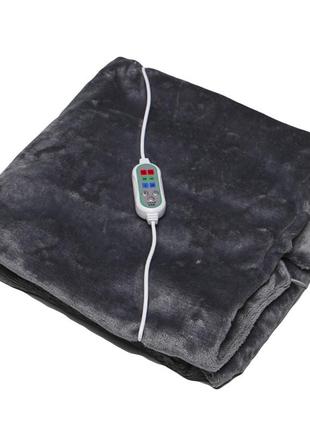 Плед шаль одеяло с подогревом lesko 100*65 gray usb от повербанка dm_11