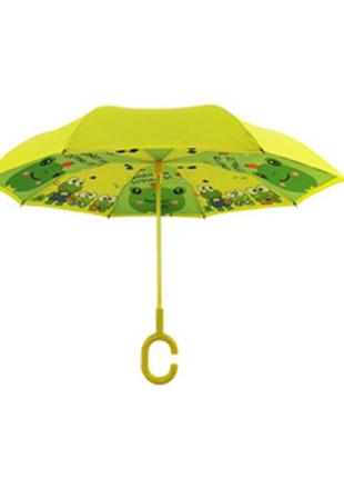 Детский зонт наоборот up-brella frog-yellow умный обратного сложения (k-332s)4 фото