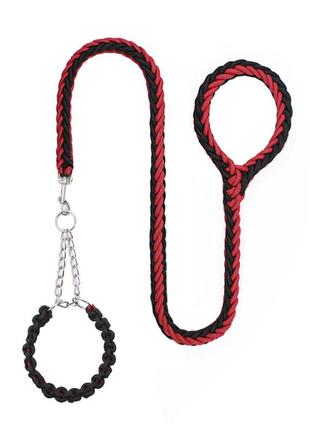 Нашийник taotaopets 152217 black+red з повідцем для собак контролер 115*1.5 см (k-274s)