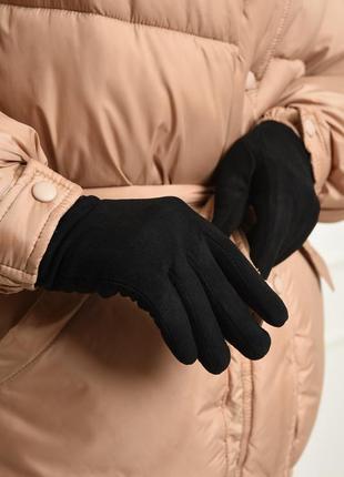 Перчатки женские искусственная замша на меху черного цвета 153151l gl_55