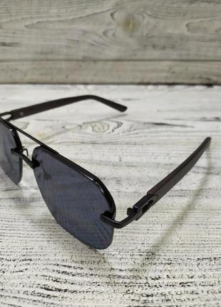 Сонцезахисні окуляри чорні, унісекс, з поляризацією, у металевій оправі (без брендових)5 фото