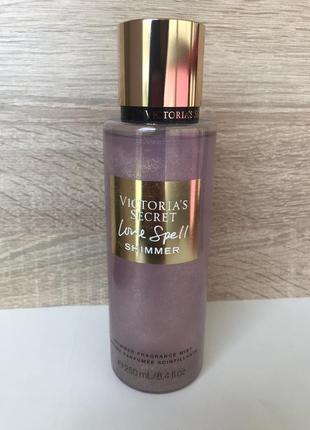 Парфюмированный спрей для тела love spell shimmer victoria's secret оригинал 250 ml