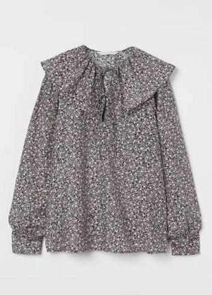Блуза с оборкой нарядная блузка с воротником блуза с пышным воротником блуза в цветочный принт блуза из вискозы h&amp;m блуза с воротником питтер пен1 фото