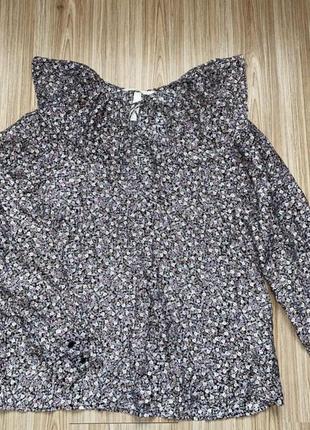 Блуза с оборкой нарядная блузка с воротником блуза с пышным воротником блуза в цветочный принт блуза из вискозы h&amp;m блуза с воротником питтер пен2 фото