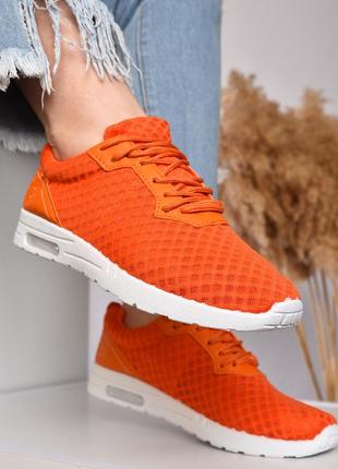 Кросівки жіночі помаранчеві однотонні текстиль 150185l