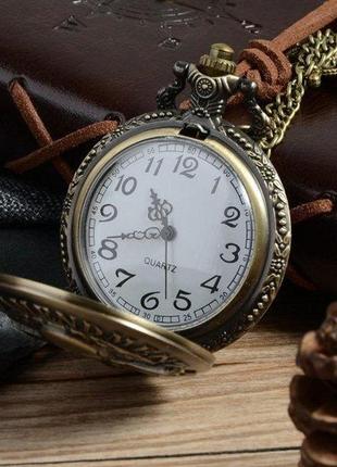 Карманные мужские часы на цепочке лошадь3 фото