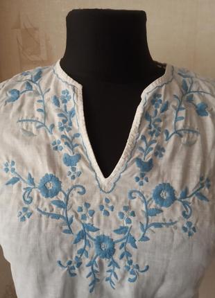 Натуральна блуза вишиванка, monsoon, льон4 фото