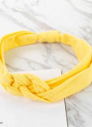 Повязка детская для волос pure color lesko 002 yellow лента на голову солохи gold