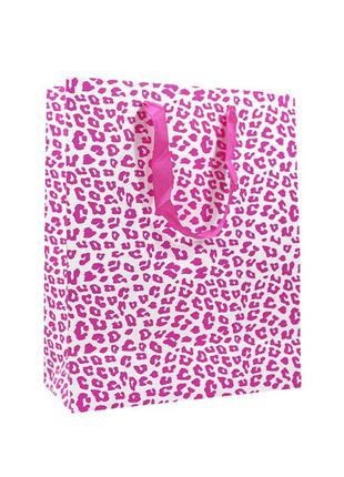Подарочный пакет ppw paper lesko zd013 pink leopard big для подарков gold