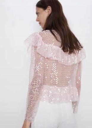 Нежно розовая блуза zara3 фото