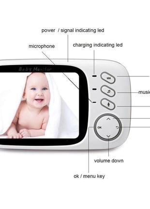 Видеоняня baby monitor vb603 с обратной связью, беспроводная, hd720p, 3.2" дисплей, датчик температуры3 фото