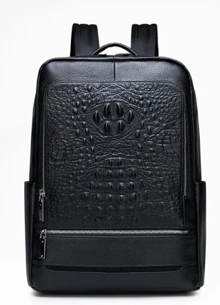 Мужской кожаный рюкзак рептилия городской ранец из натуральной кожи мужская сумка6 фото