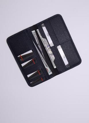 Портмоне гаманець синій саф‘ян з натуральної шкіри синее сафьян из натуральной кожы на 12 карт2 фото
