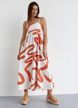 Сарафан свободного кроя на тонких бретелях