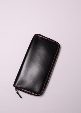 Портмоне клатч на замке молнии кошелек из натуральной кожи на 12 карт из натуральной кожуры