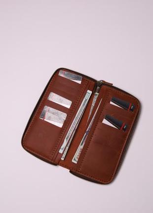 Портмоне клатч на замку блискавці гаманець з натуральної шкіри крейзі коньяк на 12 карт из натуральной кожы2 фото