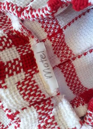 Стильні брендові білі в червону клітинку твідові шорти вільного крою motel8 фото
