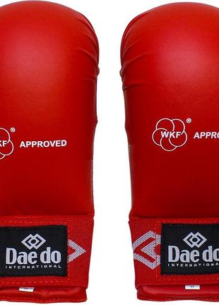 Рукавички для карате daedo червоні захист кисті рук wkf накладки битки карате для бойових мистецтв2 фото